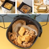 BUFFER® 50 Adet Air Fryer Pişirme Kağıdı Tek Kullanımlık Yağ Geçirmez Yapışmaz Kare Tabak Model PVC thumbnail 2