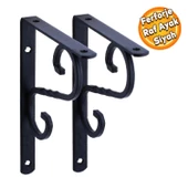Raf Altı Raf Tutucu Metal Ayak Ferforje Siyah 150 x 230 mm (2 ADET) - 1