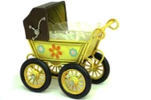 Dekoratif Metal Bebek Arabası Biblo Vintage Hediyelik - 1