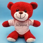 Kırmızı Peluş Ayıcık Seni Seviyorum Tişörtlü - 1