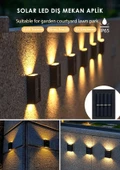 4 Ledli Solar Çift Taraflı Duvar Lambası Güneş Enerjili Aydınlatma Dekorasyon Aplik Işık - 1