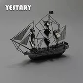 DIY 3D METAL PUZZLE SİYAH İNCİ KORSAN GEMİSİ MAKET GEMİ 10,2CMX3,12CMX8,3CM 38 PARÇA - 1