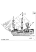 DIY 3D METAL PUZZLE SİYAH İNCİ KORSAN GEMİSİ MAKET GEMİ 10,2CMX3,12CMX8,3CM 38 PARÇA - 4