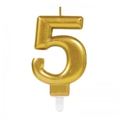 Parti Aksesuar Parti Malzemeleri 5 Rakam Mum Gold Renk - 1