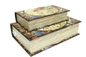 Kutu Kitap Harita 2'li Set Kitap Kutusu Dekoratif Hediyelik - 3