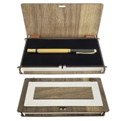 Deri Ahşap Kutulu Kalem Dekoratif Hediyelik - 2