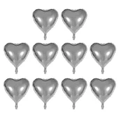 Parti Kalp Şekilli Gümüş Renk Toptan Folyo Balon 45 cm 10 Adet - 1