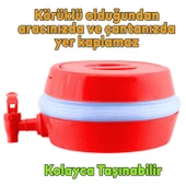 Akordiyonlu Su Sebili Meşrubat İçecek Kabı Bidonu Damacana Katlanabilir Musluklu Körüklü 5.5 Litre Termos Piknik Kamp Mangal Kırmızı - 7