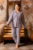 Nisanca Büyük Beden Kışlık Düğmeli Gömlek Pijama Takımı - 9