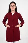 Deniz İş Kıyafetleri Kadın Alpaka Kumaş Bordo İş Önlüğü - 1