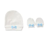 İsme Özel Mavi Nakışlı Bereli Eldivenli Erkek Bebek Tulum - 4