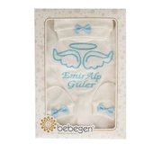 İsme Özel Mavi Nakışlı Bereli Eldivenli Erkek Bebek Tulum - 3