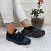 Fiyra 554 Siyah-Siyah Kısa Unisex Sneaker Keten Spor Ayakkabı - 1