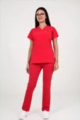 Deniz İş Kadın Linda Yarasakol Nar Çiçeği Renk Scrubs Takım - 3
