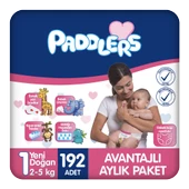 Paddlers Bebek Bezi 1 Numara Yenidoğan 192 Adet (2-5 Kg) Aylık Paket - 1
