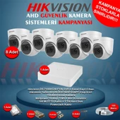 Hikvision AHD 8 Adet 2 Mp Dome Güvenlik Kamera Seti - 1