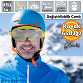 Bellasimo Kayak Gözlüğü Değiştirebilir Camlı Antifog Güneş Kar Gözlük Gümüş Snowboard Glasses Gözlük - 1