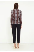 Modatalika Kadın Desenli Gömlek Yanları Şerit Detaylı Pantolon Şık İkili Takım - 3