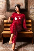 Nisanca Kışlık Kadın Welsoft Polar Pijama Takımı - Yeni Yıl Pijaması - 1