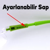 İş Güvenlik Gözlüğü Kulak Ayarlı Rüzgar Toz Koruyucu Göz Koruma Gözlüğü Şeffaf Yeşil Saplı S900 - 4