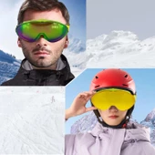 Bellasimo Kayak Gözlüğü Değiştirebilir Camlı Antifog Güneş Kar Gözlük Gökkuşağı Snowboard Glasses Gözlük+1 Adet Yedek Cam (Sarı) - 4