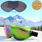 Bellasimo Kayak Gözlüğü Değiştirebilir Camlı Antifog Güneş Kar Gözlük Gökkuşağı Snowboard Glasses Gözlük+1 Adet Yedek Cam (Füme) thumbnail 1