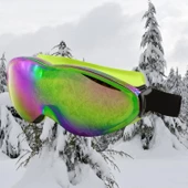 Bellasimo Kayak Gözlüğü Değiştirebilir Camlı Antifog Güneş Kar Gözlük Gökkuşağı Snowboard Glasses Gözlük+1 Adet Yedek Cam (Gümüş) - 8