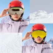 Bellasimo Kayak Gözlüğü Değiştirebilir Camlı Antifog Güneş Kar Gözlük Gümüş Snowboard Glasses Gözlük+1 Adet Yedek Cam (Sarı) thumbnail 4