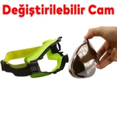 Bellasimo Kayak Gözlüğü Değiştirebilir Camlı Antifog Güneş Kar Gözlük Gümüş Snowboard Glasses Gözlük+1 Adet Yedek Cam (Sarı) thumbnail 3