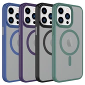 iPhone 15 Pro Max Kılıf Mat Arka Yüzey Wireless Şarj Özellikli Flet Magsafe Kapak Kılıf thumbnail 2