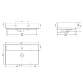 Turkuaz Cerastyle Sharp Etajer Uyumlu Damlalıklı Lavabo 65x38 cm - 2