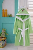 KIDS & BEYBİ çocuk pamuk kapşonlu bornozu 10-11yaş yeşil - 1