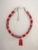 Kedi Köpek Boyun Tasması Bohem Kedi Kolyesi Renkli Jelibon Ayıcık - Kırmızı - 5