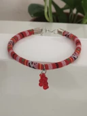 Kedi Köpek Boyun Tasması Bohem Kedi Kolyesi Renkli Jelibon Ayıcık - Kırmızı - 4