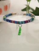 Kedi Köpek Boyun Tasması Bohem Kedi Kolyesi Renkli Jelibon Ayıcık - Açık Mavi - 1