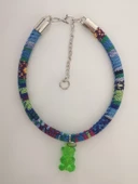 Kedi Köpek Boyun Tasması Bohem Kedi Kolyesi Renkli Jelibon Ayıcık - Açık Mavi - 4