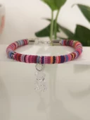 Kedi Köpek Boyun Tasması Bohem Kedi Kolyesi Renkli Jelibon Ayıcık - Pembe - 1