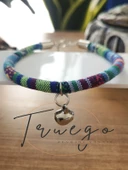 Zilli Kedi Köpek Boyun Tasması Bohem Kedi Kolyesi - Açık Mavi - 1