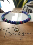 Zilli Kedi Köpek Boyun Tasması Bohem Kedi Kolyesi - Mavi - 1