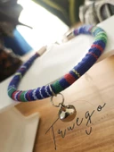 Zilli Kedi Köpek Boyun Tasması Bohem Kedi Kolyesi - Mavi - 2