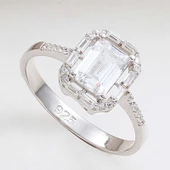 Gümüş Beyaz Baget Taşlı Kadın Yüzük thumbnail 2