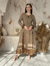 KADIN YAZLIK PAMUKLU ASTARLI TESETTÜR ELBİSE CAMEL - BUTİK ESRA KANDEMİR 92043 thumbnail 2