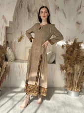 KADIN YAZLIK PAMUKLU ASTARLI TESETTÜR ELBİSE CAMEL - BUTİK ESRA KANDEMİR 92043 thumbnail 4