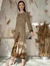 KADIN YAZLIK PAMUKLU ASTARLI TESETTÜR ELBİSE CAMEL - BUTİK ESRA KANDEMİR 92043 thumbnail 7