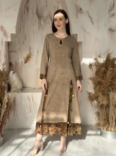 KADIN YAZLIK PAMUKLU ASTARLI TESETTÜR ELBİSE CAMEL - BUTİK ESRA KANDEMİR 92043 thumbnail 3