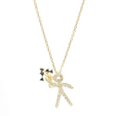 925 Ayar Gümüş Buket Tutan Çocuk Kolyesi thumbnail 3