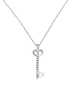 925 Ayar Gümüş Minik Kalp Anahtar Kolye, Beyaz thumbnail 3