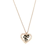 925 Ayar Gümüş Kalp Modeli Kolye, Beyaz Siyah - Beyaz Taş thumbnail 4