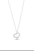 925 Ayar Gümüş Kalpli Model Kolye, Beyaz Taş thumbnail 6