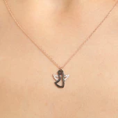 Melek Modeli 925 Ayar Gümüş Kolye, Beyaz - Beyaz Taş thumbnail 1